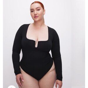 Good American 3X Faux Blk Leather URing Bodysuit